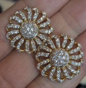 Swarovski Crystal Gold Plated Floral Pierced Earrings